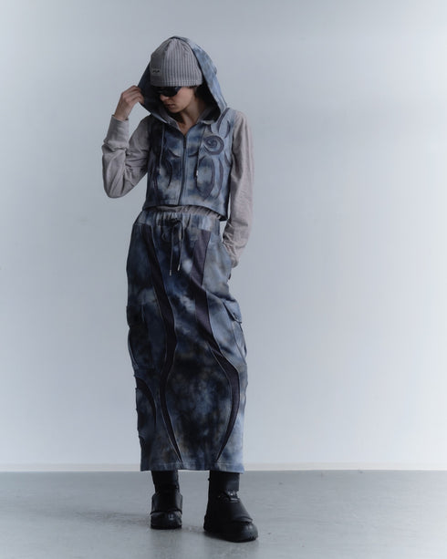UNALOME LONG SKIRT -TIE-DYE BLUE-